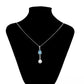 Collar de Aleación Bañado en Oro con Cristal Emporia® Azul y Perla de cristal