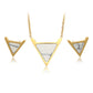 Conjunto de Aleación Bañado en Oro con Cristal Emporia® Blanco ( Collar +Pendientes )