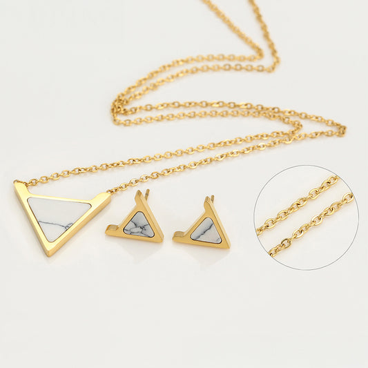 Conjunto de Aleación Bañado en Oro con Cristal Emporia® Blanco ( Collar +Pendientes )