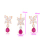 Conjunto de Aleación Bañado en Oro con Cristal Emporia® Rosa y Cristal Emporia® Blanco ( Pendientes +Colgante )