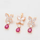 Conjunto de Aleación Bañado en Oro con Cristal Emporia® Rosa y Cristal Emporia® Blanco ( Pendientes +Colgante )