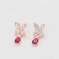 Conjunto de Aleación Bañado en Oro con Cristal Emporia® Rosa y Cristal Emporia® Blanco ( Pendientes +Colgante )