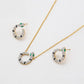Conjunto de Aleación Bañado en Oro con Cristal Emporia® Verde y Cristal Emporia® Blanco ( Collar +Pendientes )