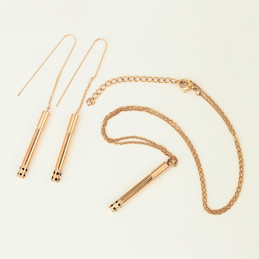 Conjunto de Aleación Bañado en Oro con Cristal Emporia® Rojo ( Collar +Pendientes +Colgante ) 4 