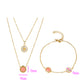 Conjunto de Aleación Bañado en Oro con Cristal Emporia® Rosa y Cristal Emporia® Blanco ( Collar +Pulsera )