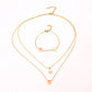 Conjunto de Aleación Bañado en Oro con Cristal Emporia® Rosa y Cristal Emporia® Blanco ( Collar +Pulsera )