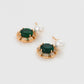 Conjunto de Aleación Bañado en Oro con Cristal Emporia® Verde y Perla de cristal ( Pendientes +Anillo +Colgante )