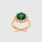 Conjunto de Aleación Bañado en Oro con Cristal Emporia® Verde y Perla de cristal ( Pendientes +Anillo +Colgante )