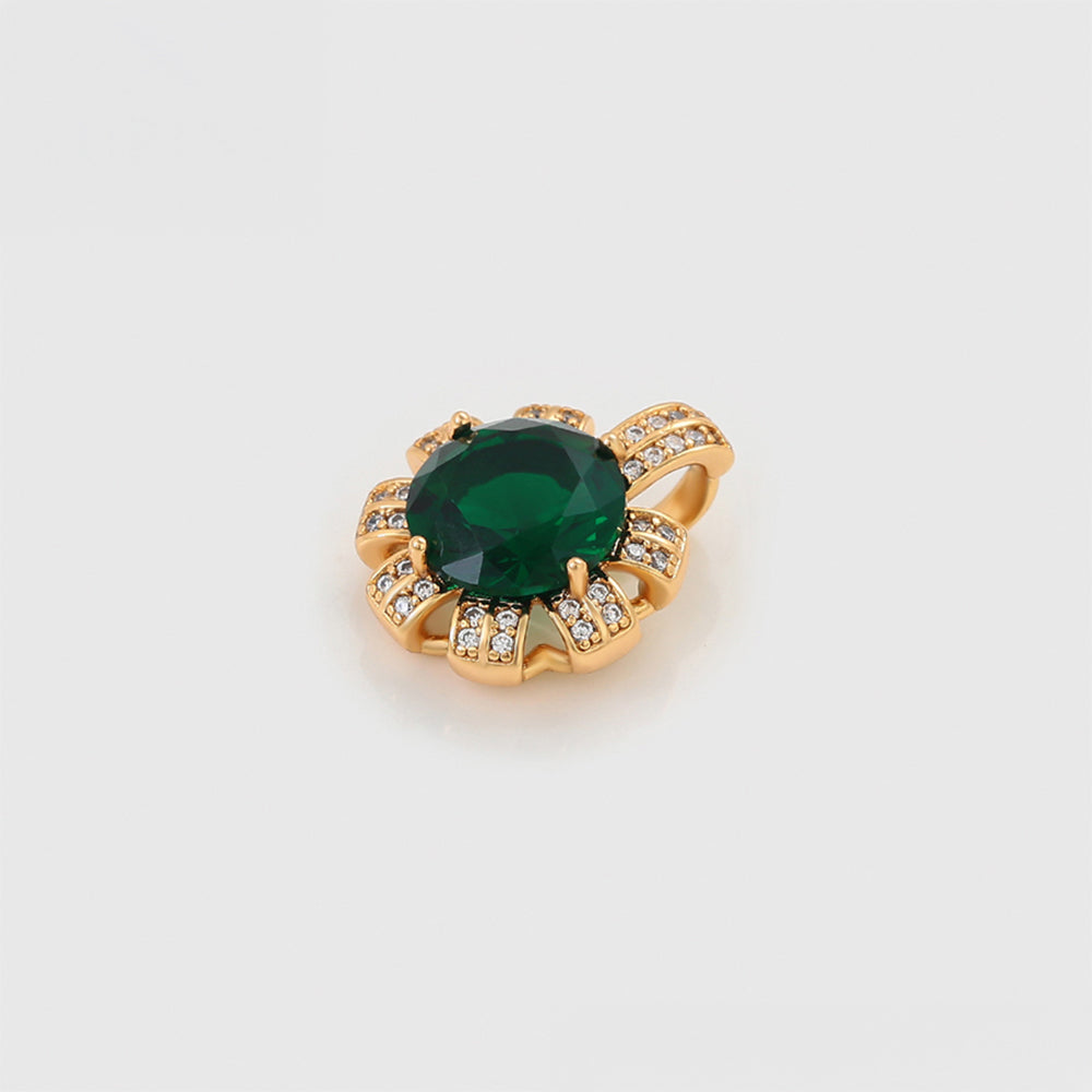 Conjunto de Aleación Bañado en Oro con Cristal Emporia® Verde y Perla de cristal ( Pendientes +Anillo +Colgante ) 11 
