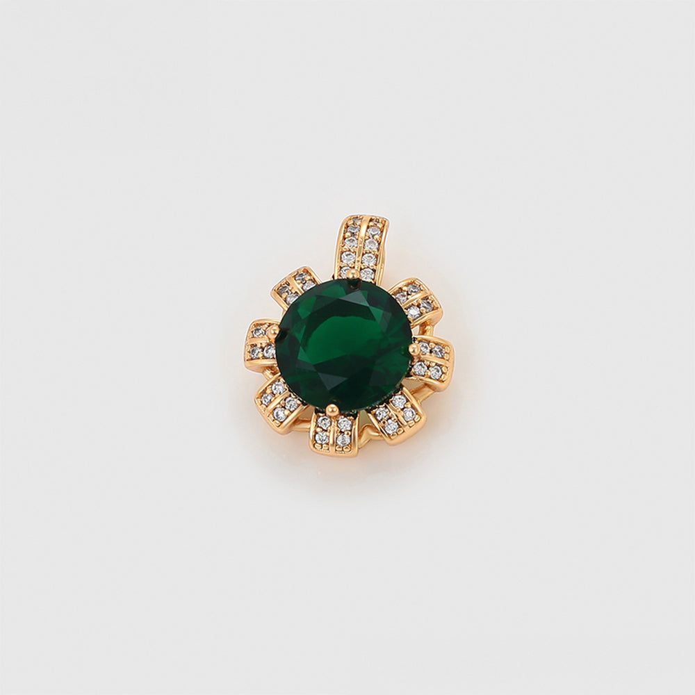 Conjunto de Aleación Bañado en Oro con Cristal Emporia® Verde y Perla de cristal ( Pendientes +Anillo +Colgante ) 12 