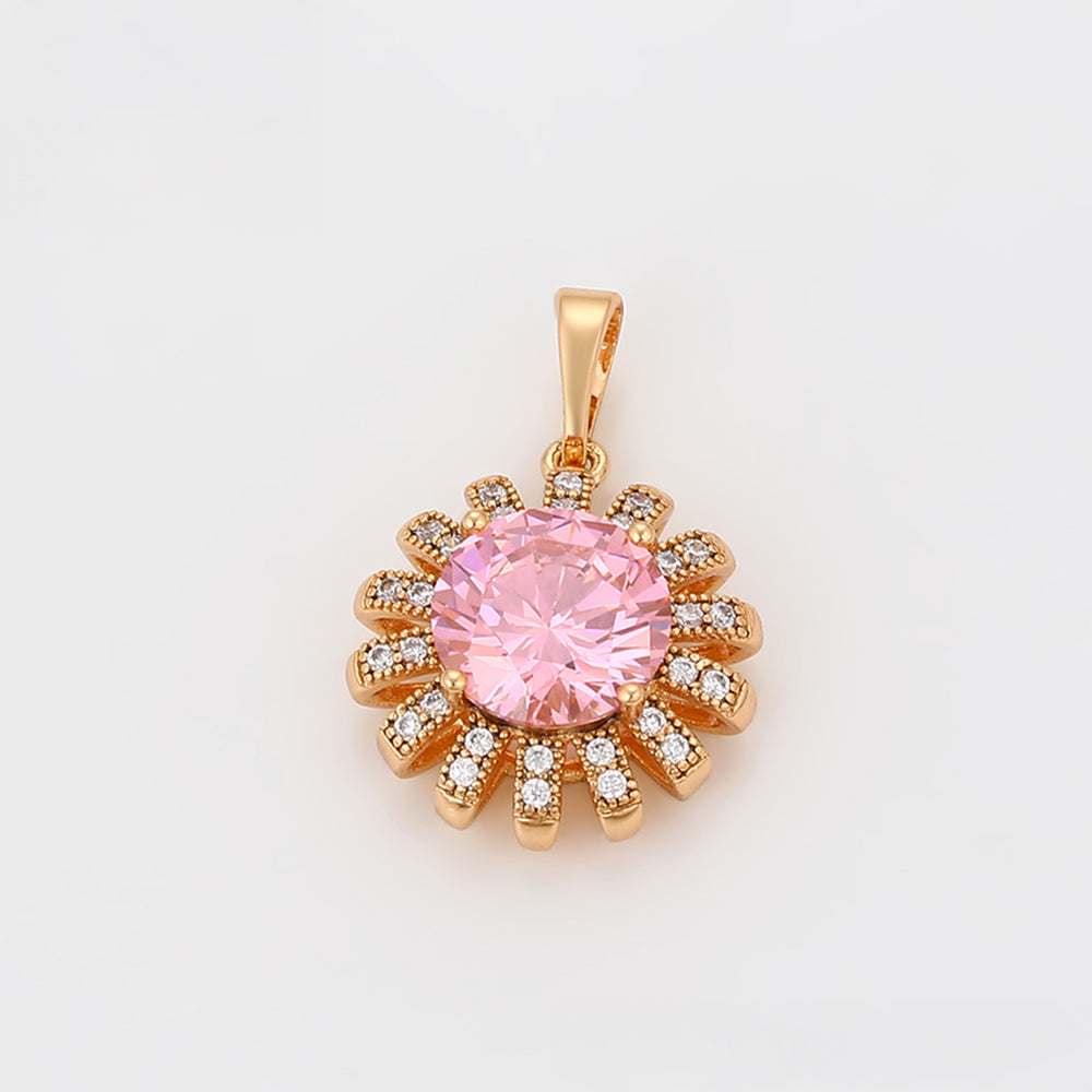 Conjunto de Aleación Bañado en Oro con Cristal Emporia® Rosa y Cristal Emporia® Blanco ( Pendientes +Anillo +Colgante ) 4 