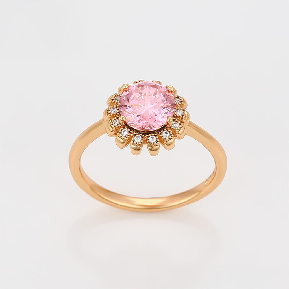 Conjunto de Aleación Bañado en Oro con Cristal Emporia® Rosa y Cristal Emporia® Blanco ( Pendientes +Anillo +Colgante ) 6 