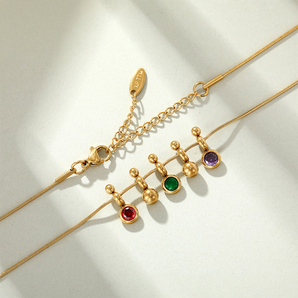 Collar de Aleación Bañado en Oro con Cristal Emporia® Verde y Cristal Emporia® Rojo 5 