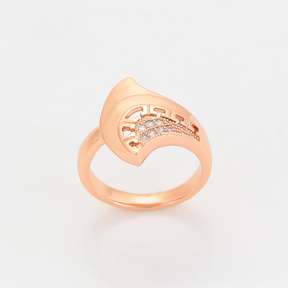 Conjunto de Aleación Bañado en Oro con Cristal Emporia® Blanco ( Pendientes +Anillo ) 7 