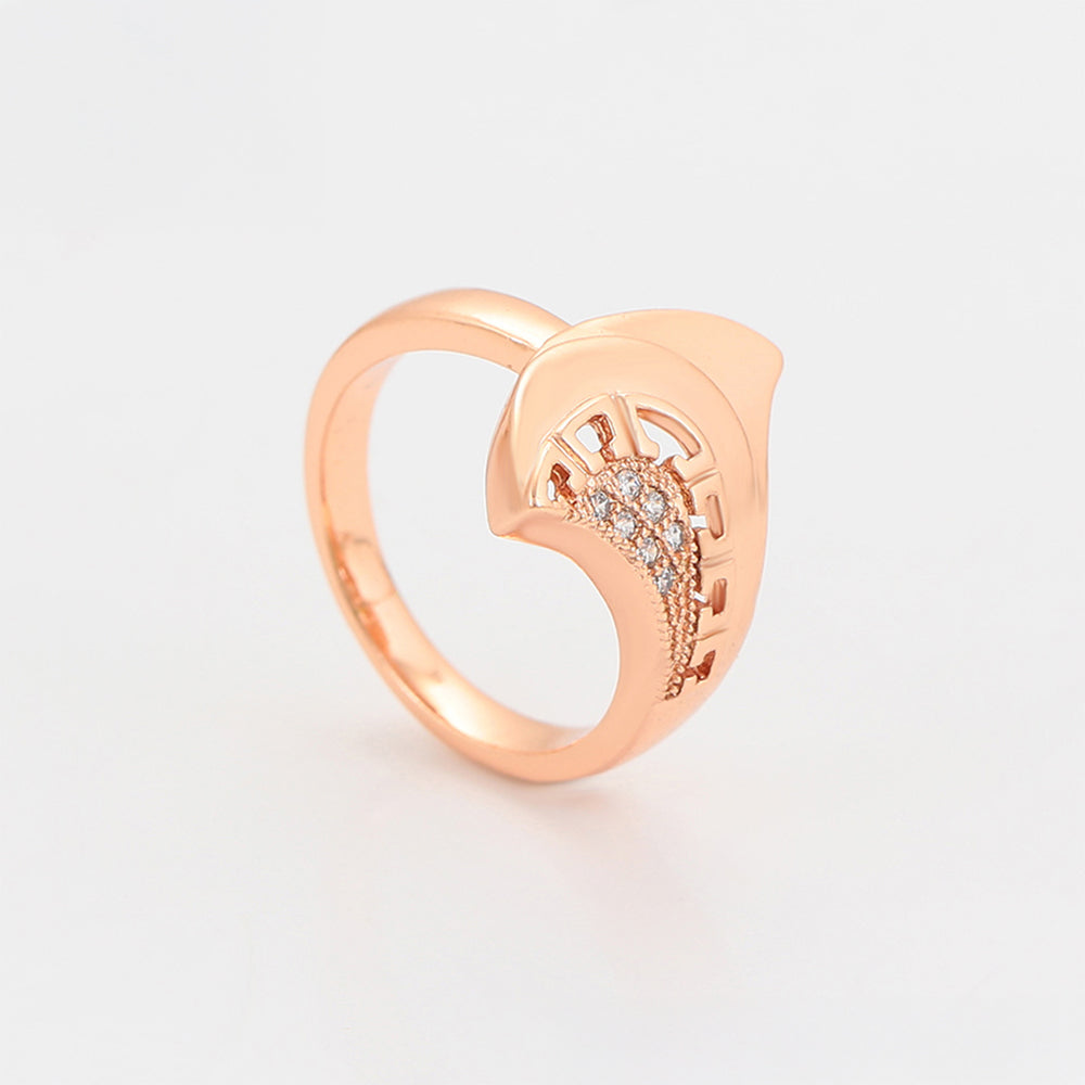 Conjunto de Aleación Bañado en Oro con Cristal Emporia® Blanco ( Pendientes +Anillo ) 8 