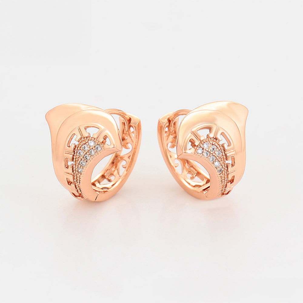 Conjunto de Aleación Bañado en Oro con Cristal Emporia® Blanco ( Pendientes +Anillo ) 11 