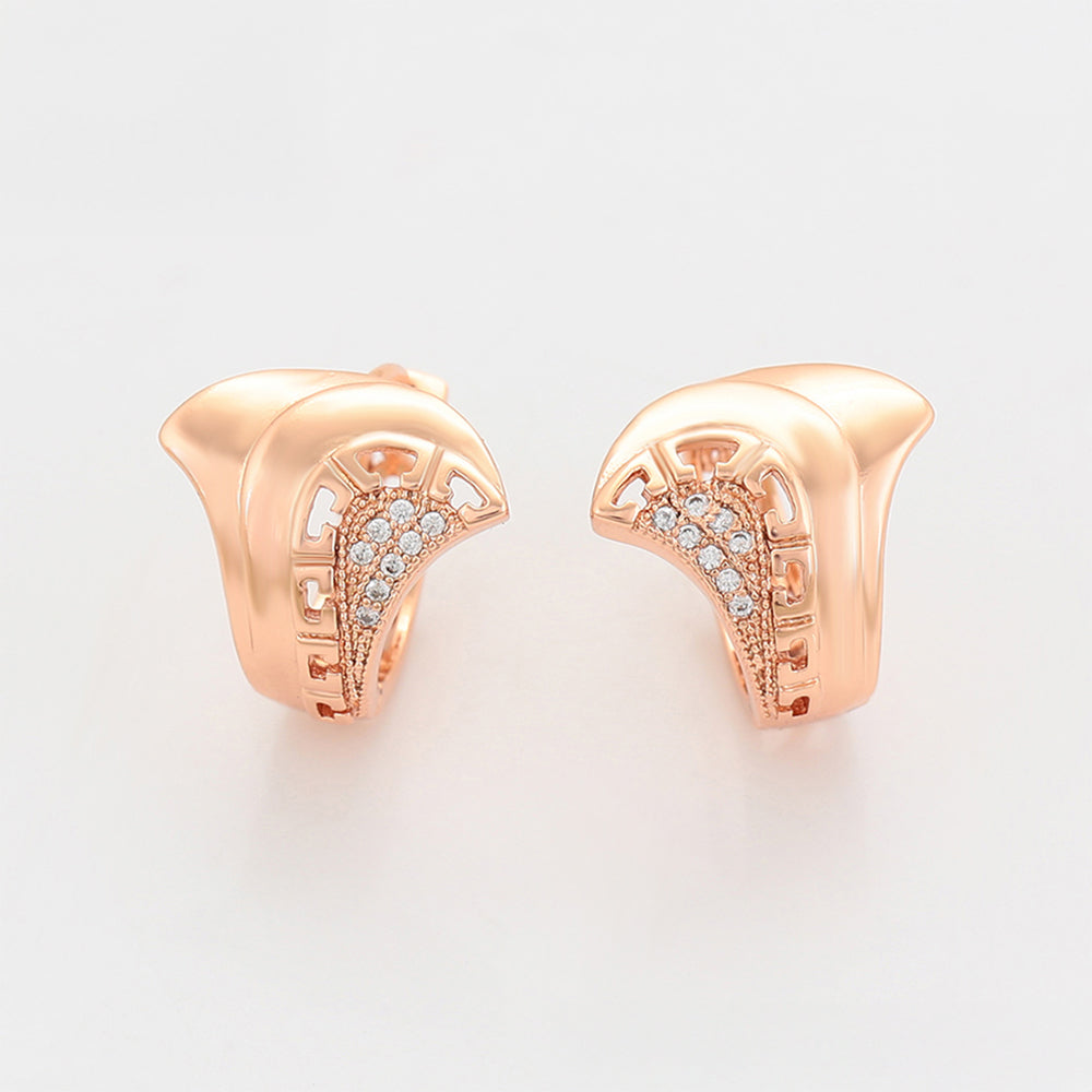 Conjunto de Aleación Bañado en Oro con Cristal Emporia® Blanco ( Pendientes +Anillo ) 12 