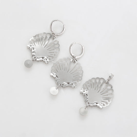 Conjunto de Aleación Bañado en Oro con Cristal Emporia® Blanco ( Pendientes +Colgante )