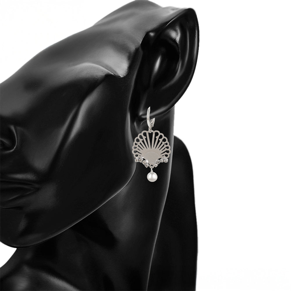 Conjunto de Aleación Bañado en Oro con Cristal Emporia® Blanco ( Pendientes +Colgante ) 3 