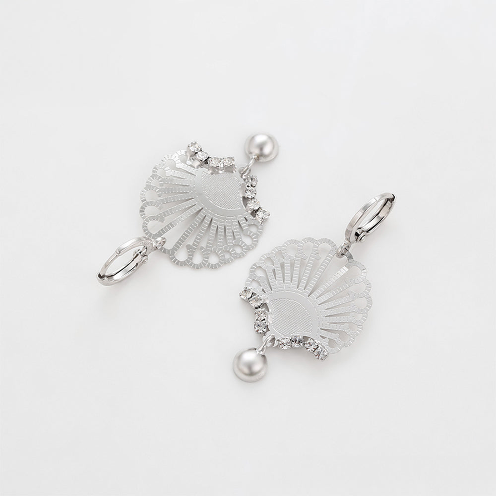 Conjunto de Aleación Bañado en Oro con Cristal Emporia® Blanco ( Pendientes +Colgante ) 11 