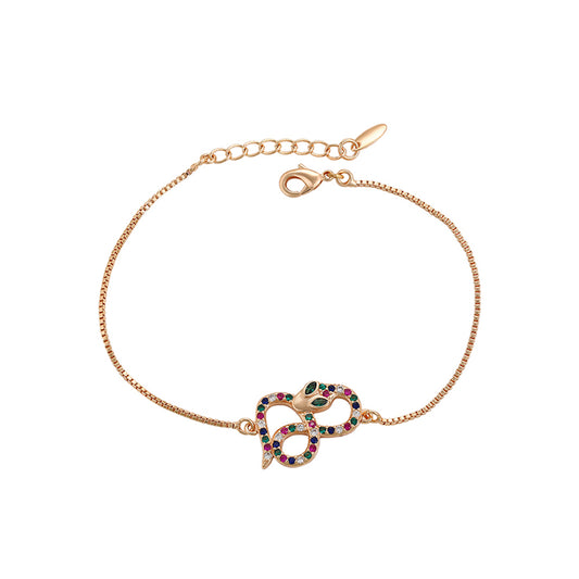 Pulsera de Aleación Bañado en Oro con Cristal Emporia® Rojo y Cristal Emporia® Verde