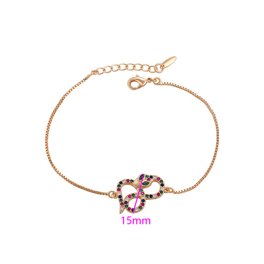 Pulsera de Aleación Bañado en Oro con Cristal Emporia® Rojo y Cristal Emporia® Verde