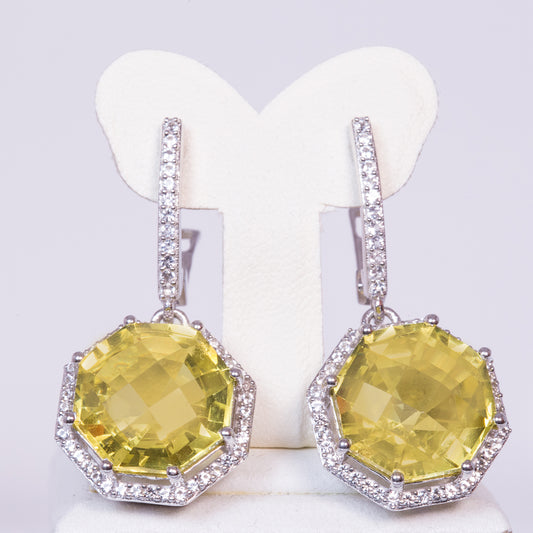 Pendientes de Plata con Diáspora artificial y Topacio Blanco