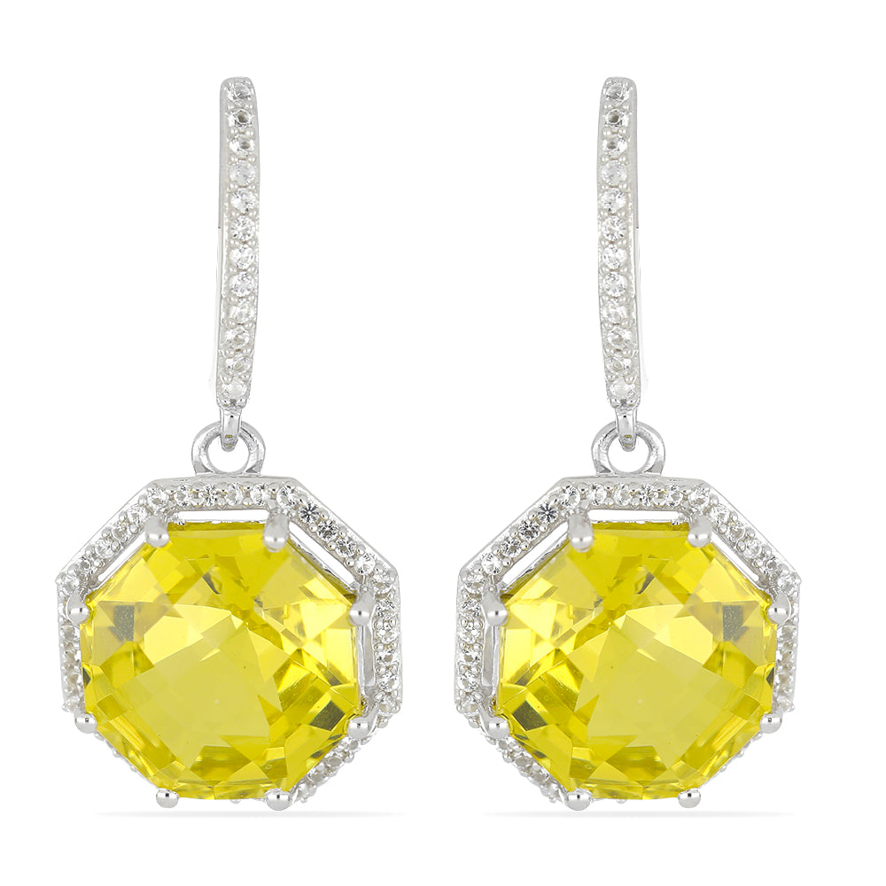 Pendientes de Plata con Diáspora artificial y Topacio Blanco 3 