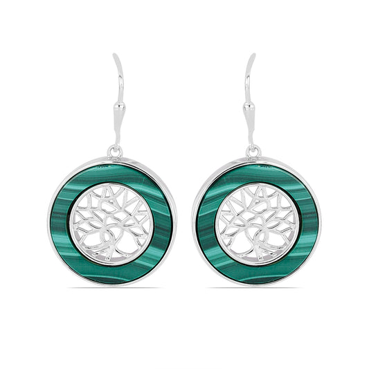 Pendientes de Plata con Malaquita de Gales