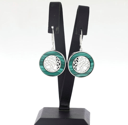 Pendientes de Plata con Malaquita de Gales