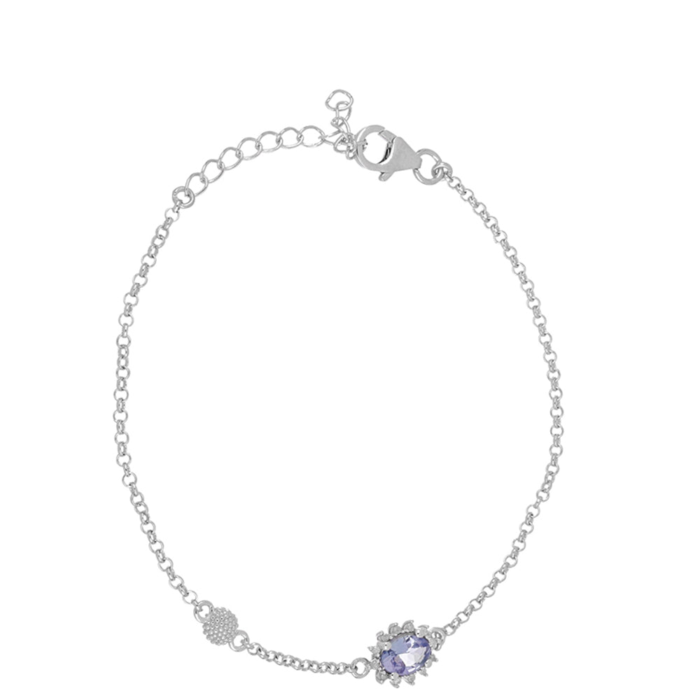 Pulsera de Plata con Tanzanita y Diamante blanco 1 