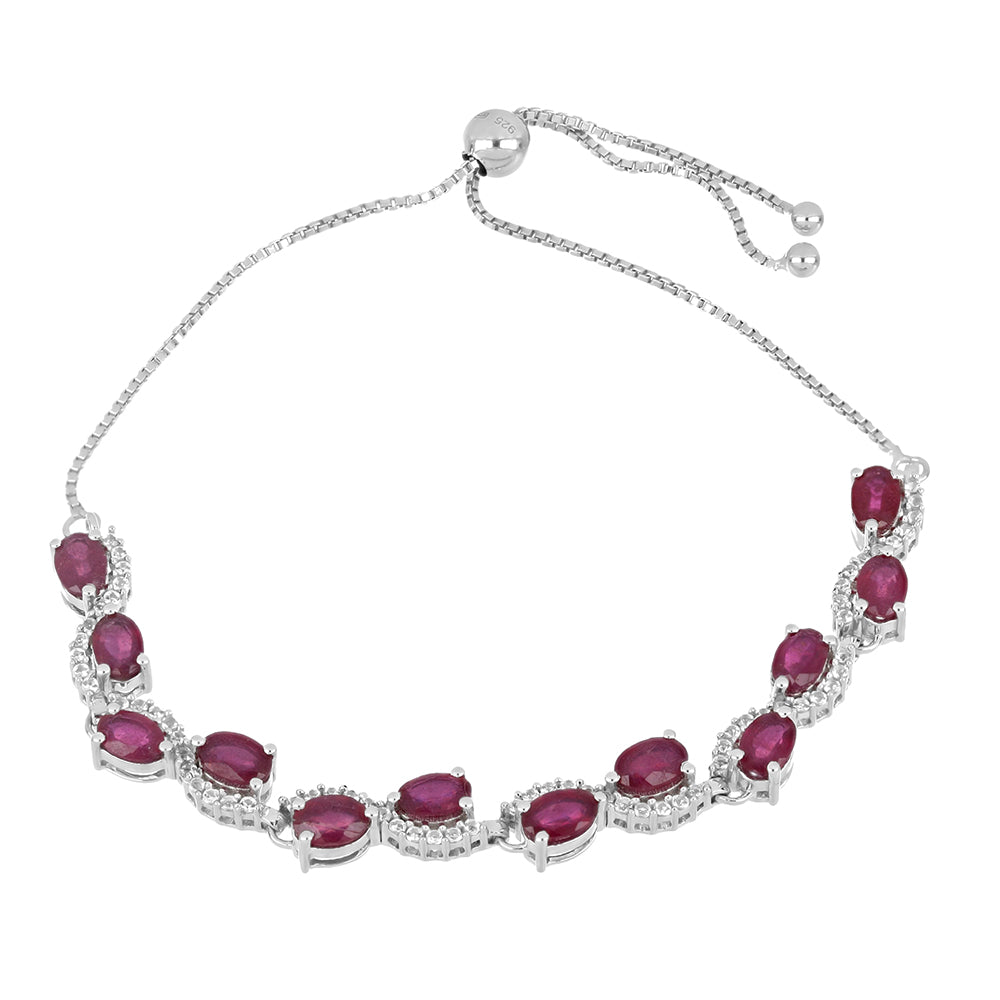 Pulsera de Plata con Rubí de Madagascar y Topacio Blanco 1 
