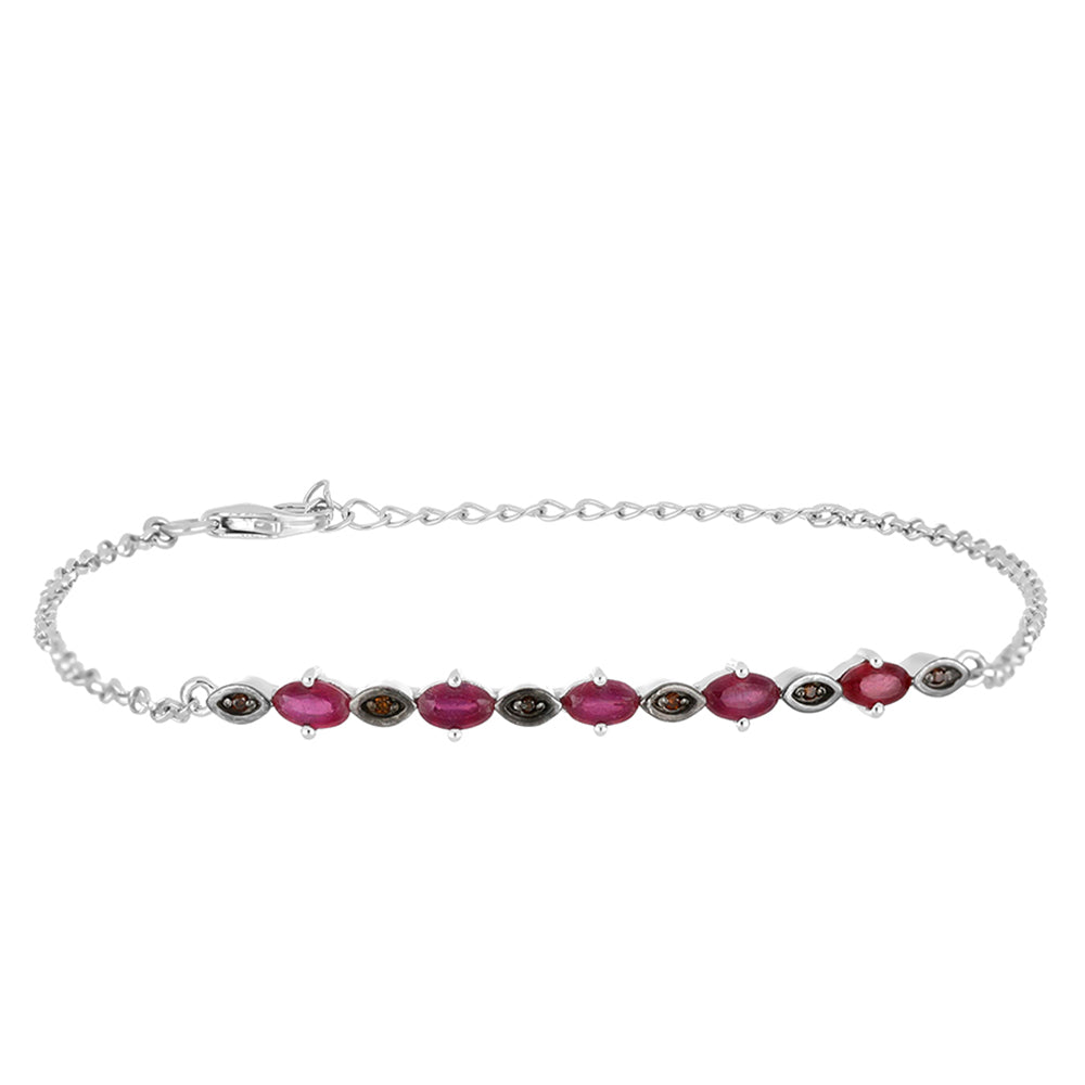Pulsera de Plata con Rubí de Madagascar y Diamante Rojo 1 