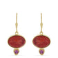 Pendientes de Plata Bañada en Oro con Coral de Esponja Roja y Granate Rodolita de Minas Gerais