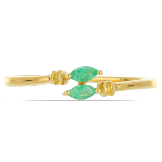 Anillo de Plata Bañada en Oro con Esmeralda de Brasil