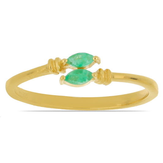 Anillo de Plata Bañada en Oro con Esmeralda de Brasil