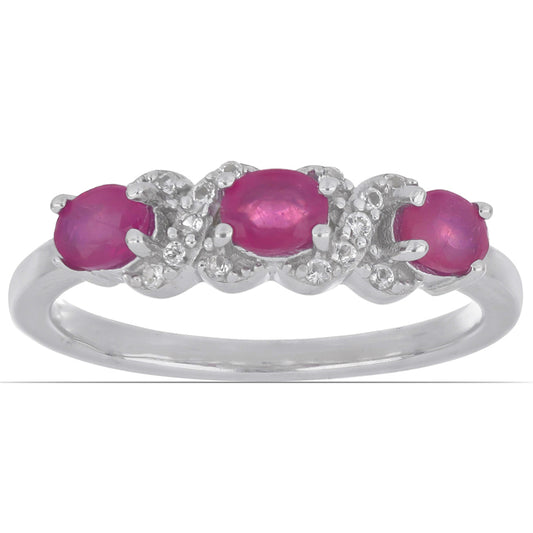 Anillo de Plata con Rubí de Madagascar y Topacio Blanco