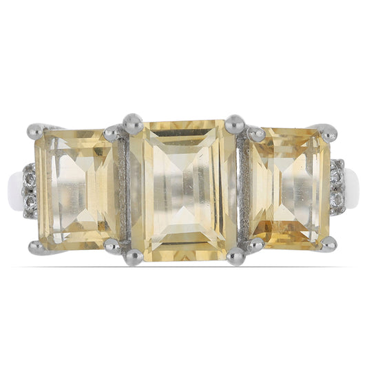 Anillo de Plata con Citrino de los Montes Urales