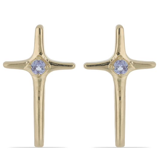 Pendientes de Plata Bañada en Oro con Tanzanita