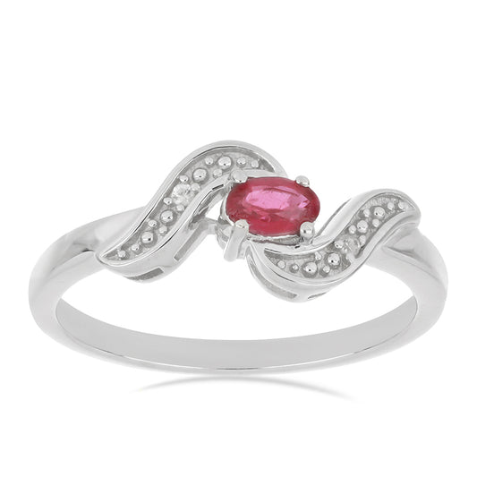 Anillo de Plata con Rubí de Madagascar y Topacio Blanco