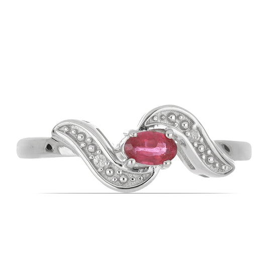 Anillo de Plata con Rubí de Madagascar y Topacio Blanco