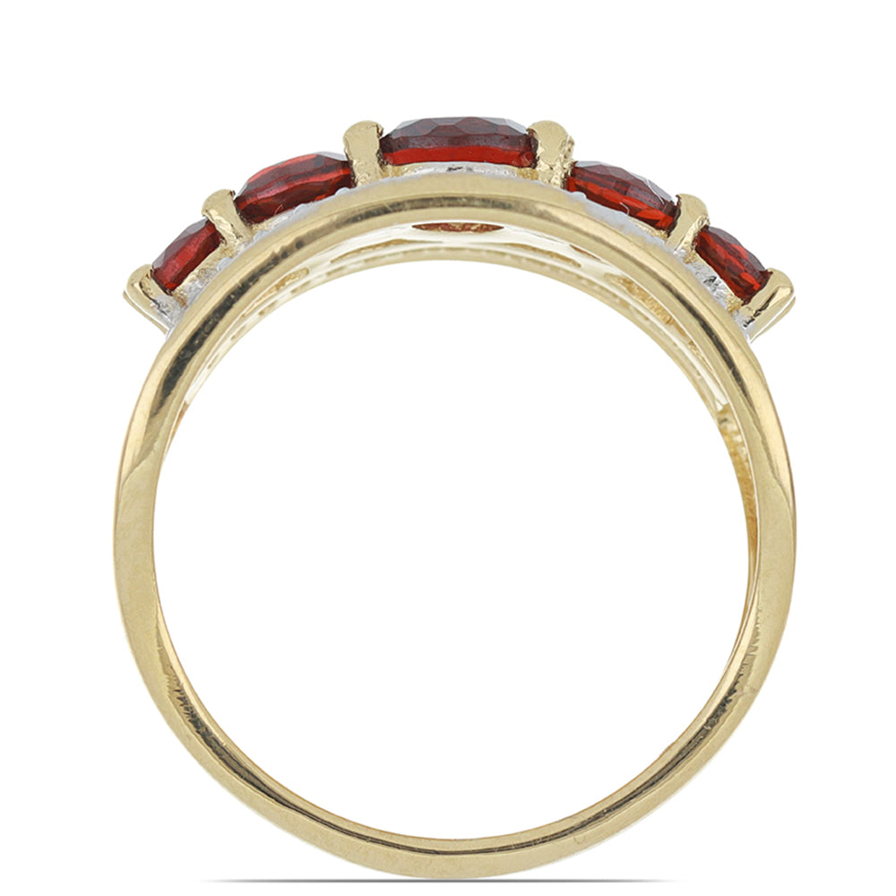 Anillo de Plata Bañada en Oro con Granate Barton y Topacio Blanco