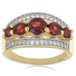 Anillo de Plata Bañada en Oro con Granate Barton y Topacio Blanco