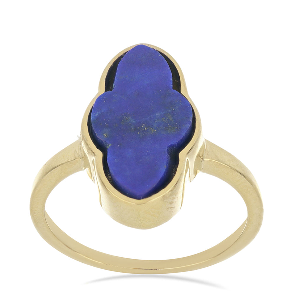 Anillo de Plata Bañada en Oro con Lapislázuli de Badakhshan 5 