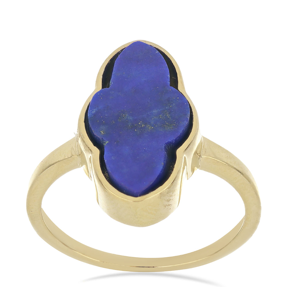Anillo de Plata Bañada en Oro con Lapislázuli de Badakhshan 2 