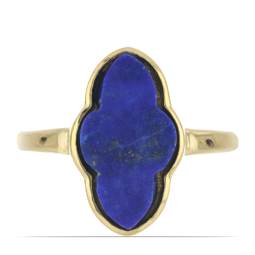 Anillo de Plata Bañada en Oro con Lapislázuli de Badakhshan 1 