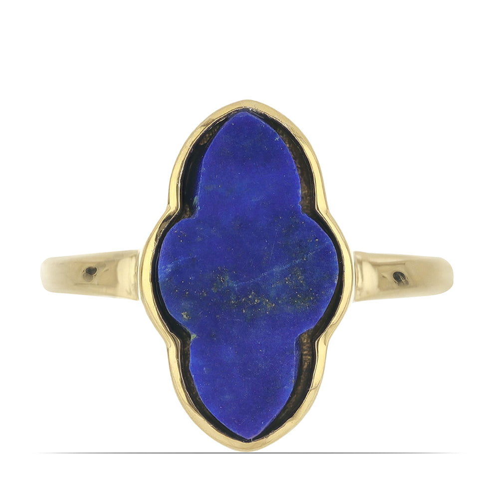 Anillo de Plata Bañada en Oro con Lapislázuli de Badakhshan 6 