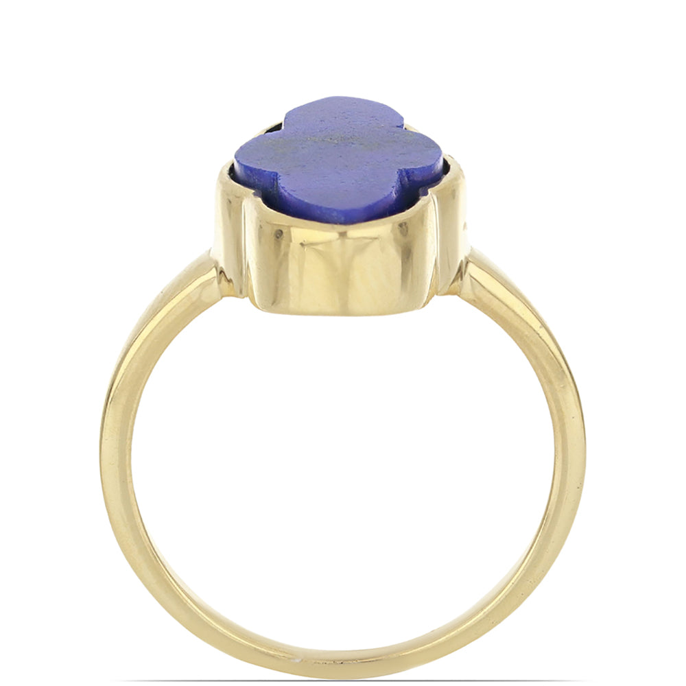 Anillo de Plata Bañada en Oro con Lapislázuli de Badakhshan 4 