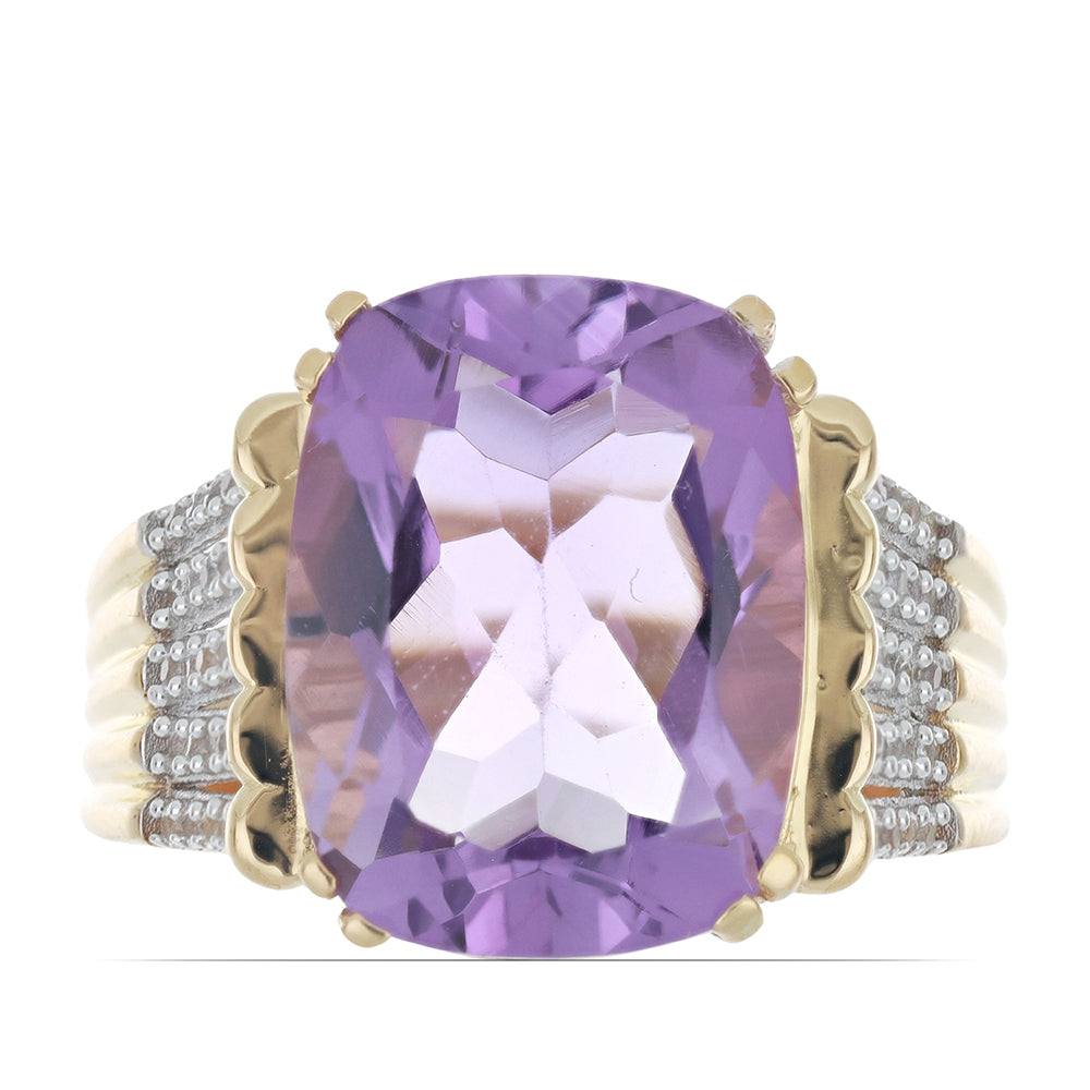 Anillo de Plata Bañada en Oro con Amatista de Vera Cruz y Topacio Blanco 1 