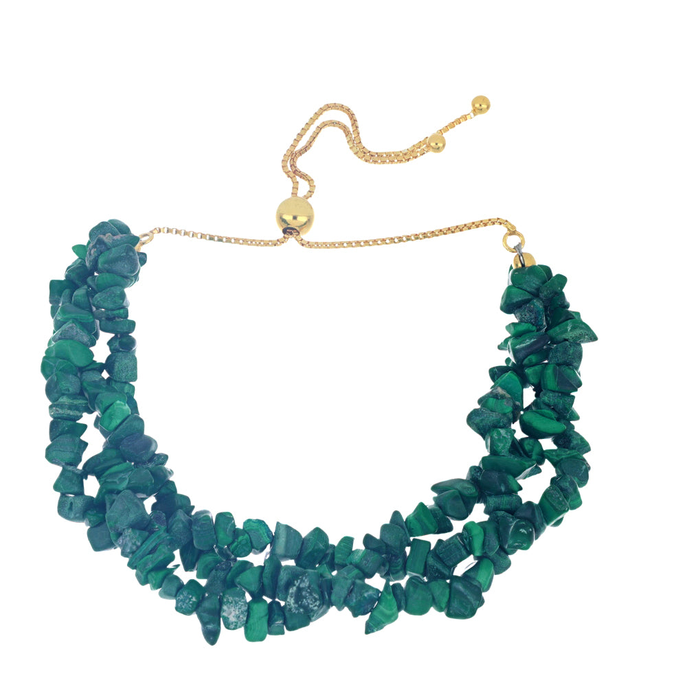 Pulsera de Plata Bañada en Oro con Malaquita de Gales 2 
